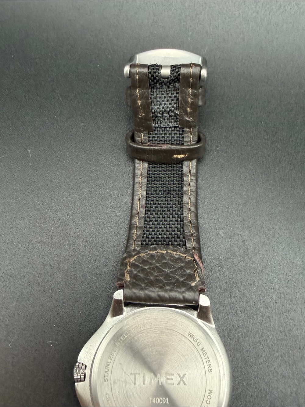 Timex Expedition Watch CR2016 cell T40091 Indiglo Leather #W05 - Picture 9 of 13